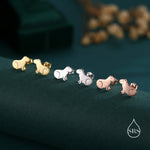 Chilling Capybara Stud Earrings in Sterling Silver - Silver, Gold or Rose Gold - Cute Animal Earrings - Pantanal Animal - Fun, Whimsical