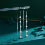 Genuine Freshwater Pearl U Shape Threader Earrings in Sterling Silver, Natural Pearl, Silver or Gold Finish Ear Threaders, Long Threaders,