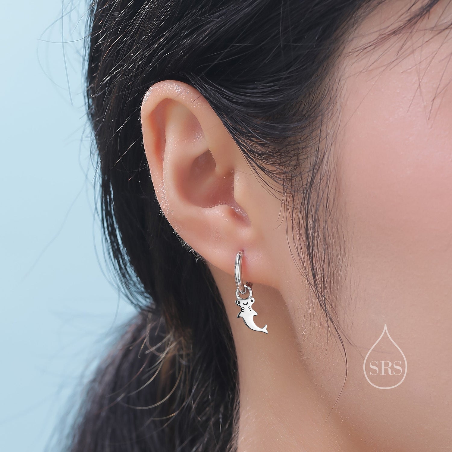 Detachable Hammerhead Shark and Manta Ray Hoop Earrings