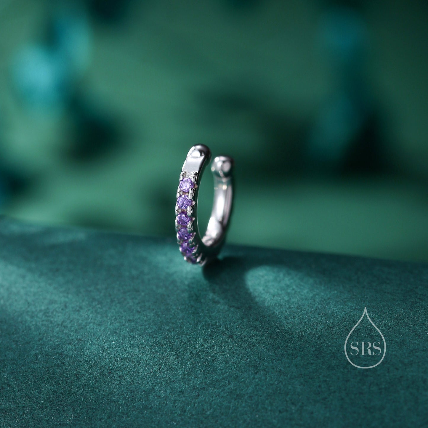 Amethyst Purple CZ Ear Cuff in Sterling Silver, Silver or Gold, Simple Piercing Free Earrings, Minimalist Ear Cuff, Purple CZ Ear Cuff