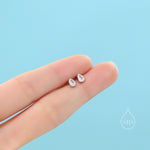 Tiny CZ Droplet 16G Internally Threaded Flat Back Earrings in Sterling Silver