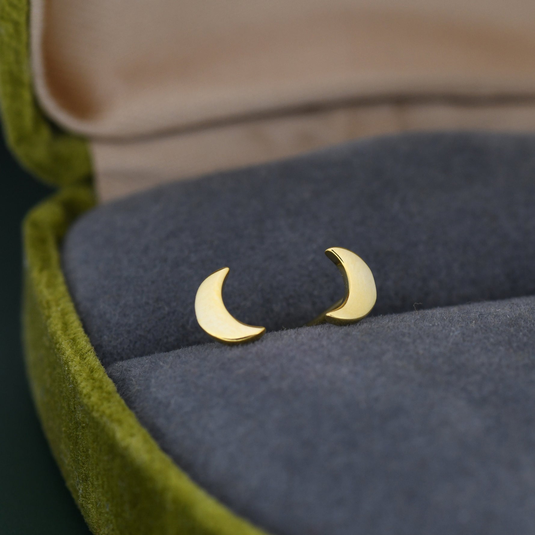 Sterling Silver Moon 16G Internally Threaded Flat Back Earrings