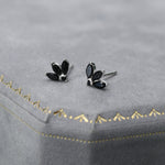 Tiny Black CZ Marquise Cluster Stud Earrings in Sterling Silver, Marquise Fan Stud, CZ Crown Stud, Three Marquise Stud