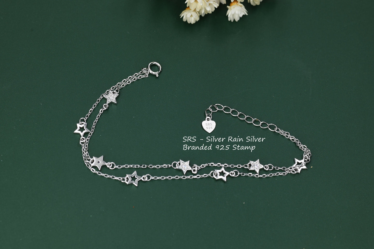 Double Layer Star Bracelet in Sterling Silver, Floating Star Bracelet, Silver Star Bracelet, Tiny Star Bracelet