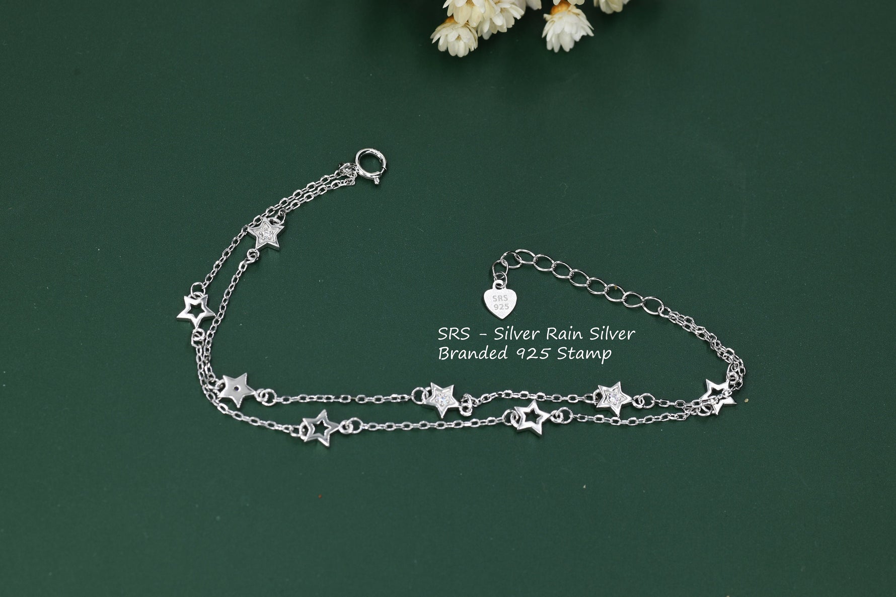 Double Layer Star Bracelet in Sterling Silver, Floating Star Bracelet, Silver Star Bracelet, Tiny Star Bracelet