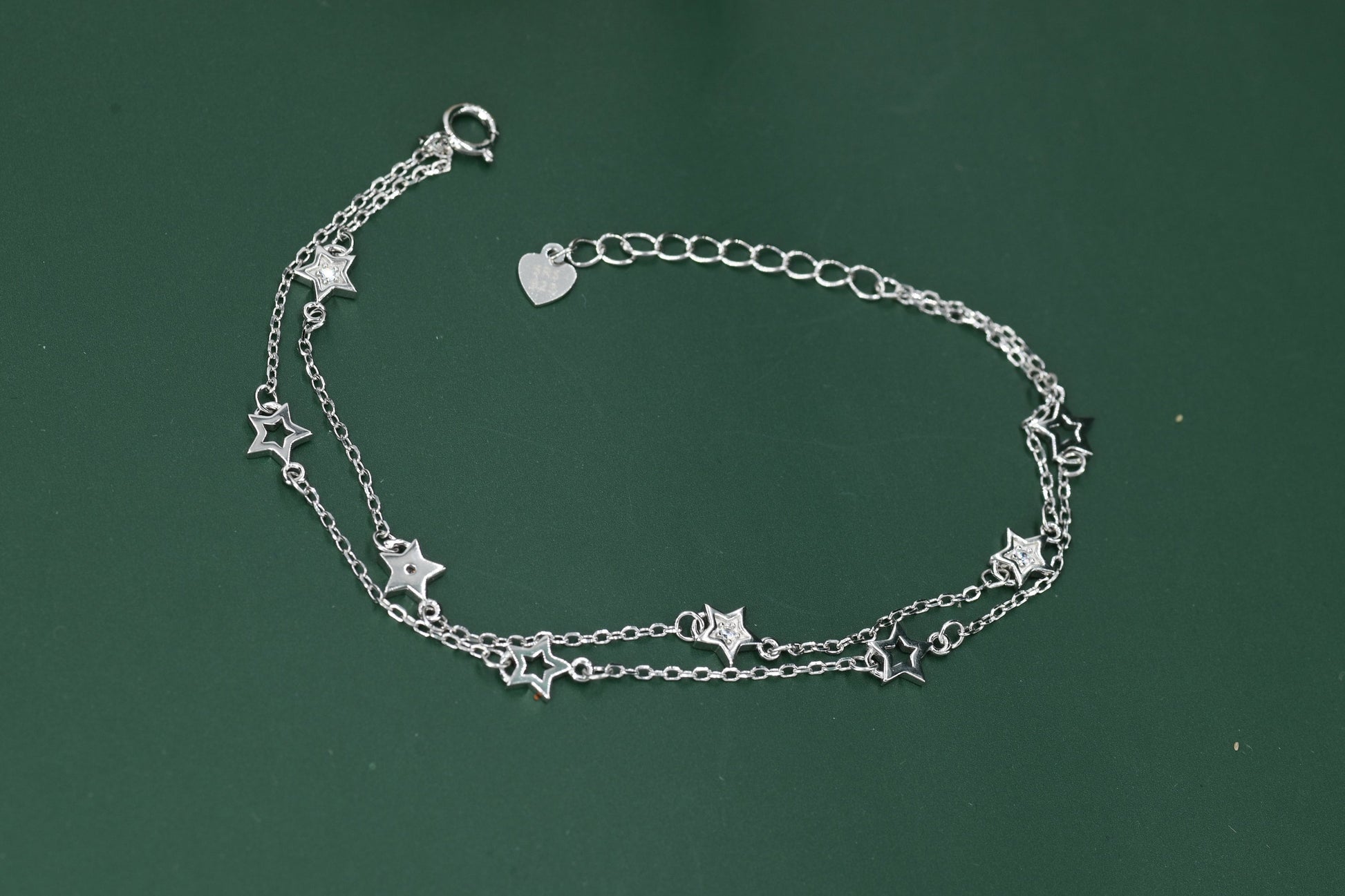 Double Layer Star Bracelet in Sterling Silver, Floating Star Bracelet, Silver Star Bracelet, Tiny Star Bracelet