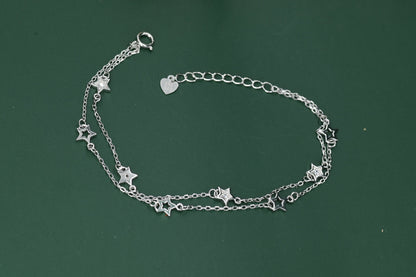 Double Layer Star Bracelet in Sterling Silver, Floating Star Bracelet, Silver Star Bracelet, Tiny Star Bracelet