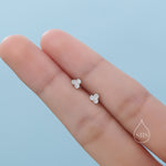 Very Tiny Three CZ 16G Internally Threaded Flat Back Earrings in Sterling Silver
