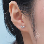 CZ Forget Me Not 16G Internally Threaded Flat Back Earrings in Sterling Silver