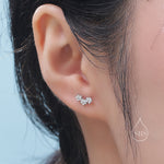 Forget Me Not CZ 18G Screw Back Earrings in Sterling Silver