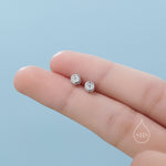 CZ 16G Internally Threaded Flat Back Earrings in Sterling Silver