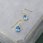Sterling Silver Topaz Blue CZ Droplet Drop Earrings in Sterling Silver, Silver or Gold, Pear Shape 6x8mm Cubic Zirconia Hook Earrings
