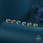 Moon Screw Back Barbell Earrings in Sterling Silver, Silver or Gold or Rose Gold, Tiny Moon Screw Back Earrings, Celestial Earrings,