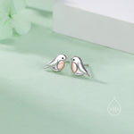 Cute Robin Bird Stud Earrings in Sterling Silver, Partial Rose Gold Coating, British Garden Bird Earrings, Nature Inspired Animal Earrings