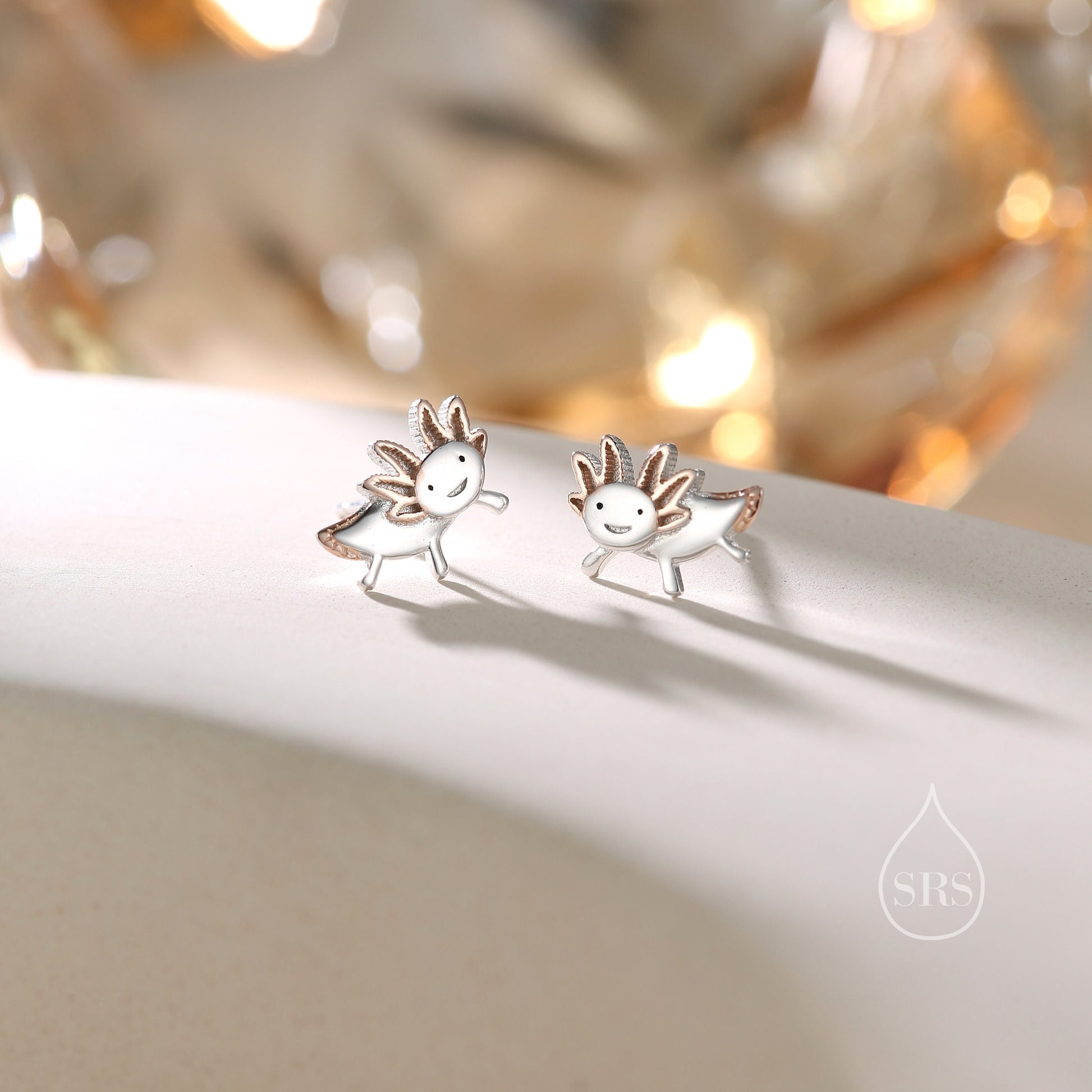 Tiny Axolotl Stud Earrings in Sterling Silver - Sea Creature Stud Earrings - Tiny Earrings - Pet Lover - Cute, Fun, Whimsical