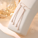 Delicate Star Dangle Drop Hook Earrings in Sterling Silver, Double Star Drop Dangle Earrings in Silver or Gold or Rose Gold