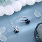 Genuine Black Freshwater Pearl Hook Earrings in Sterling Silver, Natural Freshwater Pearls, Silver or Gold, Natural Black Button Pearl