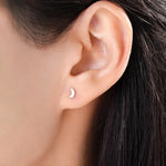 Tiny Crescent Moon Barbell Earrings in Sterling Silver, Screw back Moon Earrings, Celestial Earrings
