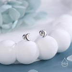 Tiny Crescent Moon Barbell Earrings in Sterling Silver, Screw back Moon Earrings, Celestial Earrings