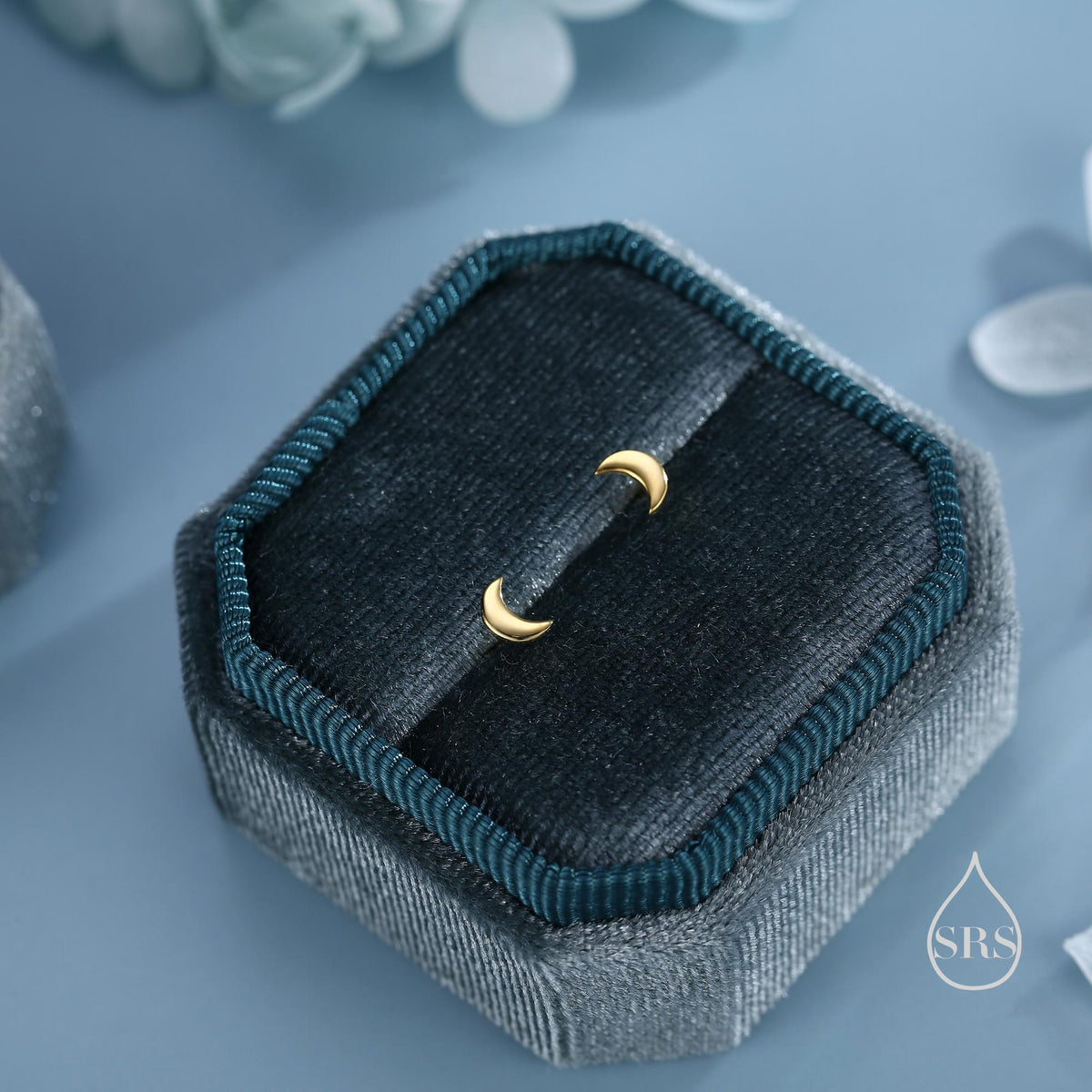 Tiny Crescent Moon Barbell Earrings in Sterling Silver, Screw back Moon Earrings, Celestial Earrings