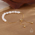 Sterling Silver Freshwater Baroque Pearl Slider Bracelet, Silver or Gold or Rose Gold, Genuine Fresh Water Pearls, Natural Pearl Bracelet