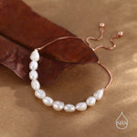 Sterling Silver Freshwater Baroque Pearl Slider Bracelet, Silver or Gold or Rose Gold, Genuine Fresh Water Pearls, Natural Pearl Bracelet