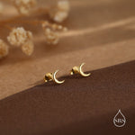 Tiny Moon Stud Earrings