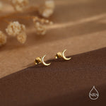 Tiny Moon Stud Earrings in Sterling Silver