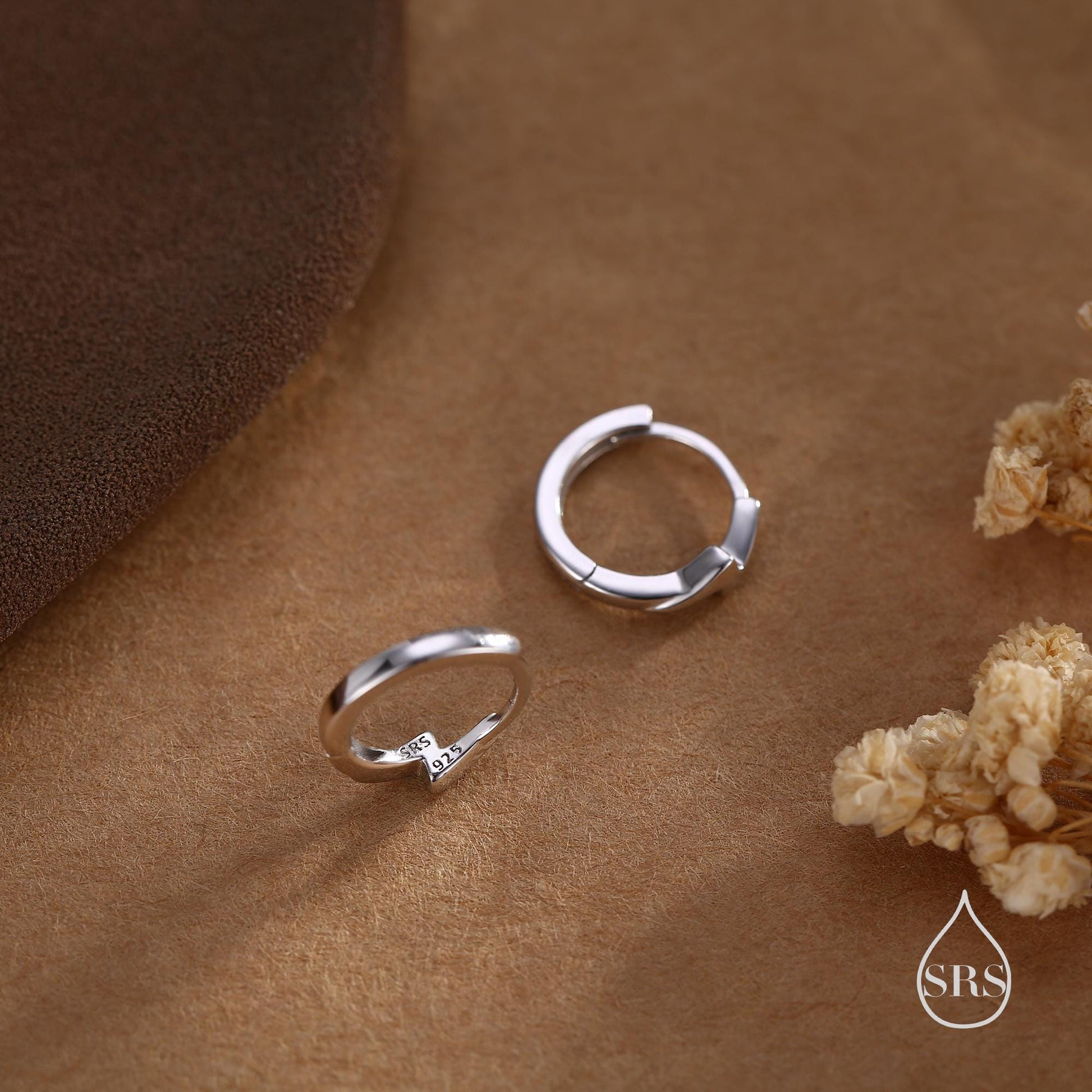 Minimalist Lightning Bolt Huggie Hoop Earrings in Sterling Silver, Silver, Gold, or Rose Gold, Lightning Bolt Hoop Earrings, Lightning Bolt