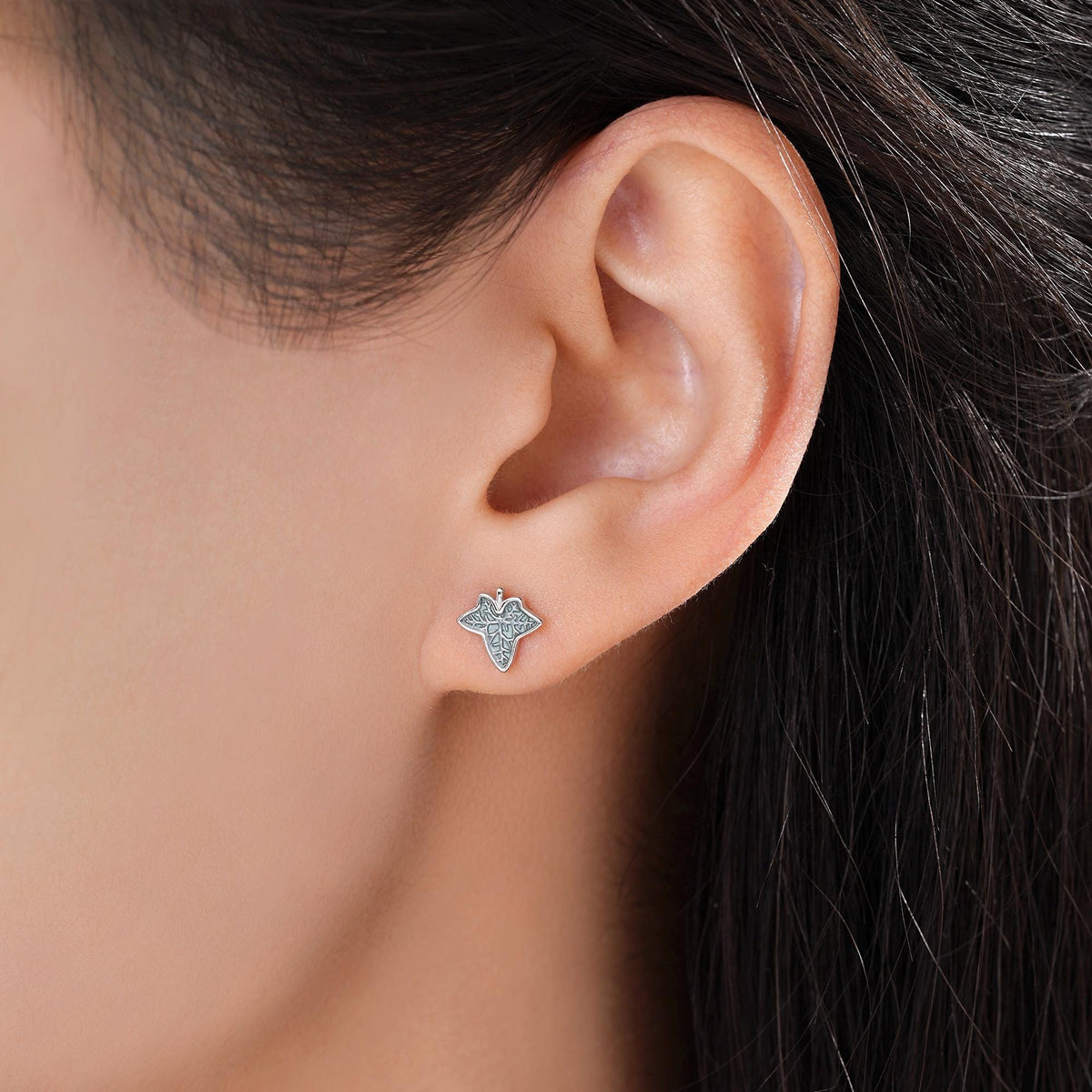 Enamel Ivy Leaf Stud Earrings