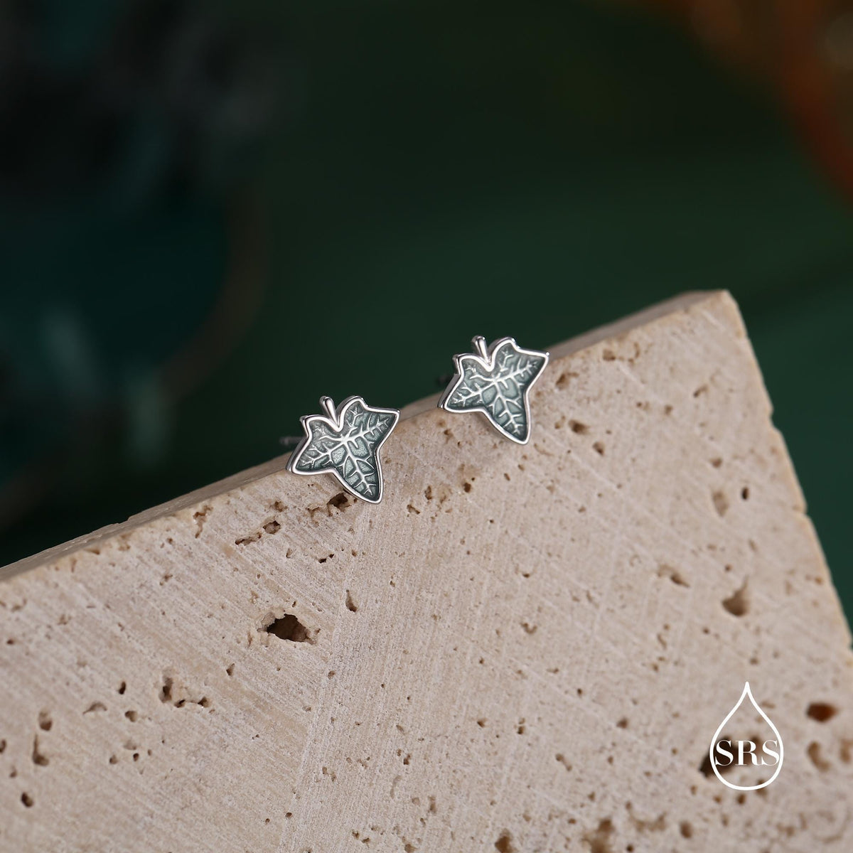 Enamel Ivy Leaf Stud Earrings