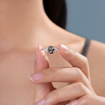 Oval Cabochon Moss Agate with CZ Engagement Ring in Sterling Silver, US Size 5 6 7 8, Oval Cut Shape Moss Agate Ring