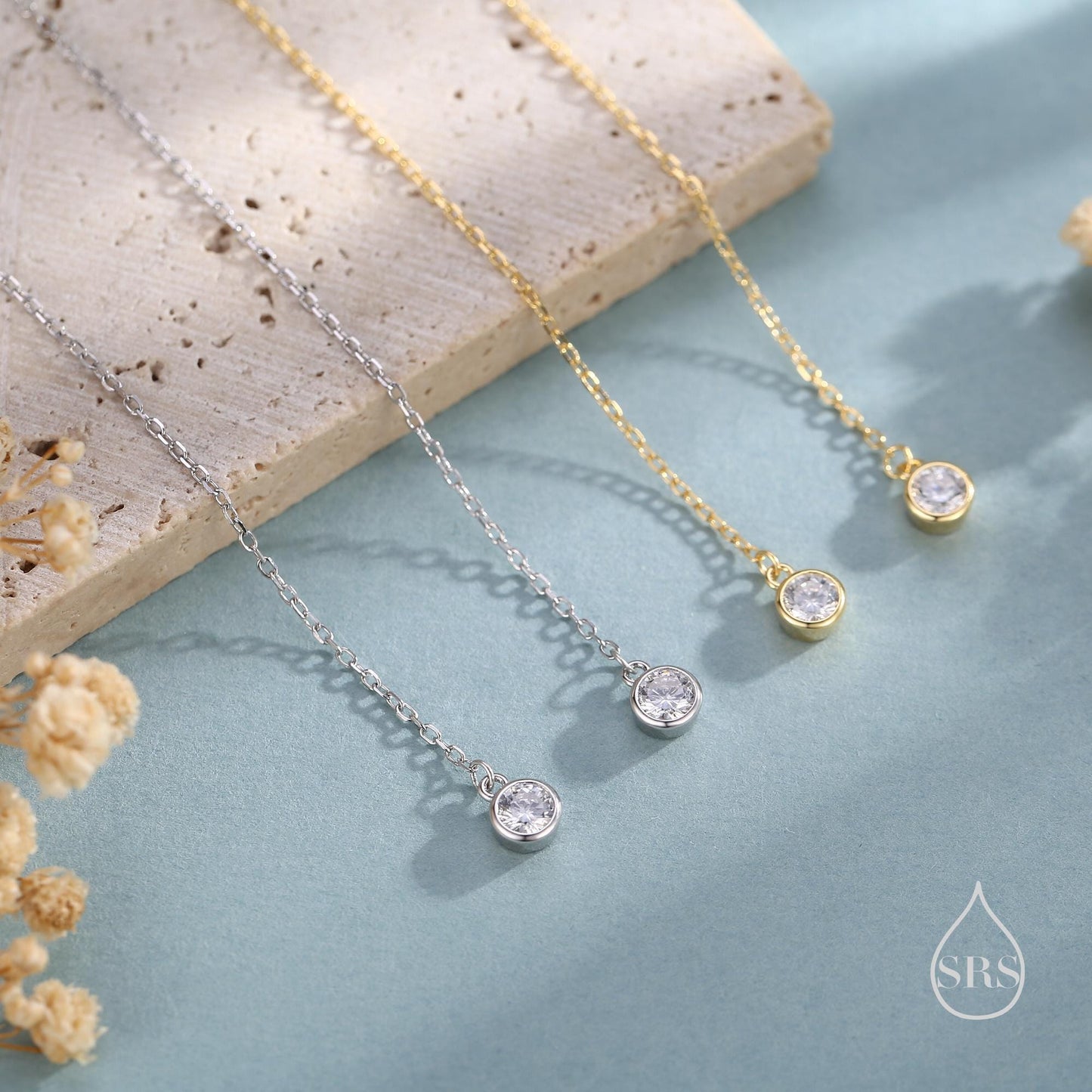 CZ Dot Threader Earrings in Sterling Silver, Silver or Gold, Minimalist Double Piercing Ear Threaders, April Birthstone, Very Long Threaders