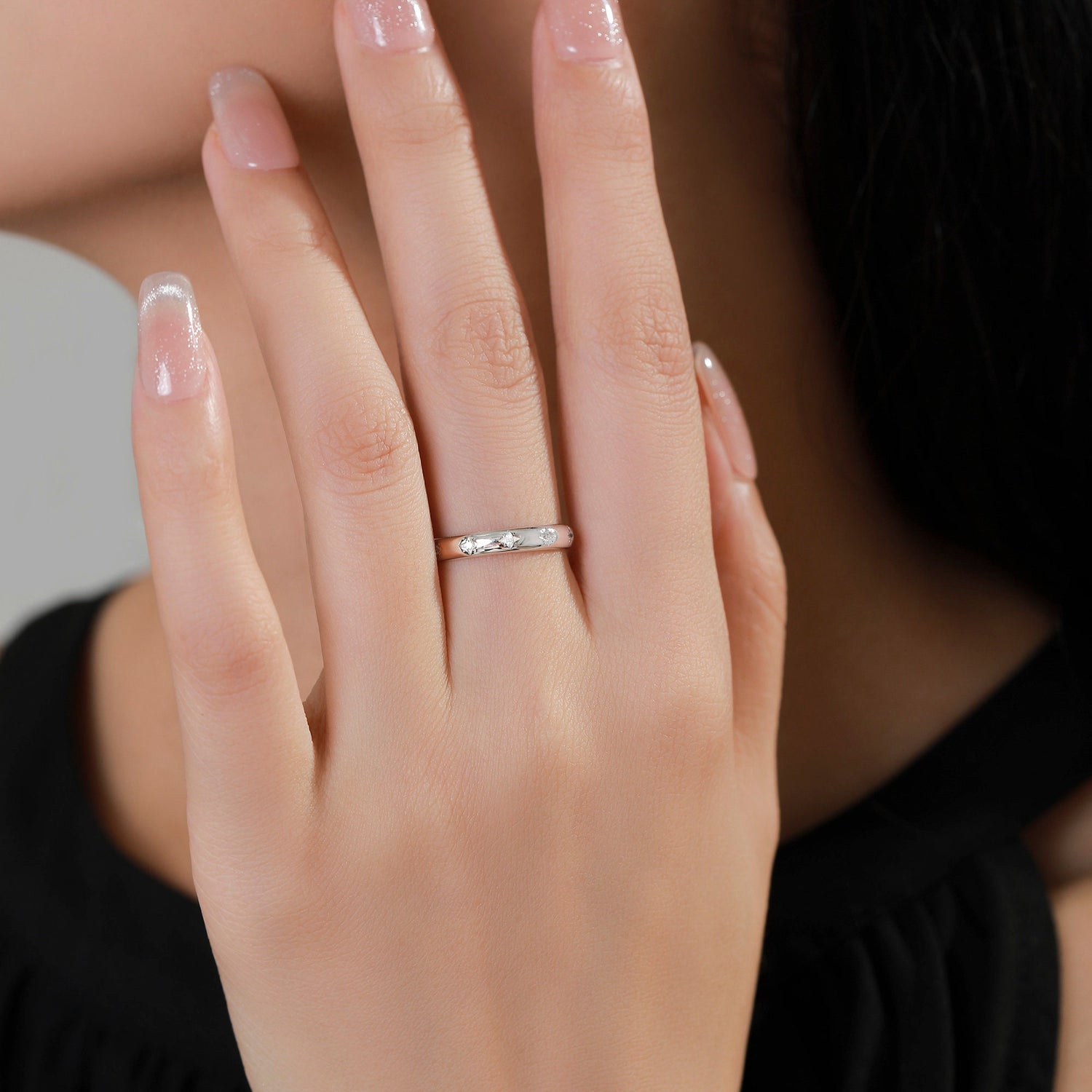 Starburst Motif Ring in Sterling Silver, Adjustable Ring, Silver or Gold, CZ Star Ring, North Star Ring Band