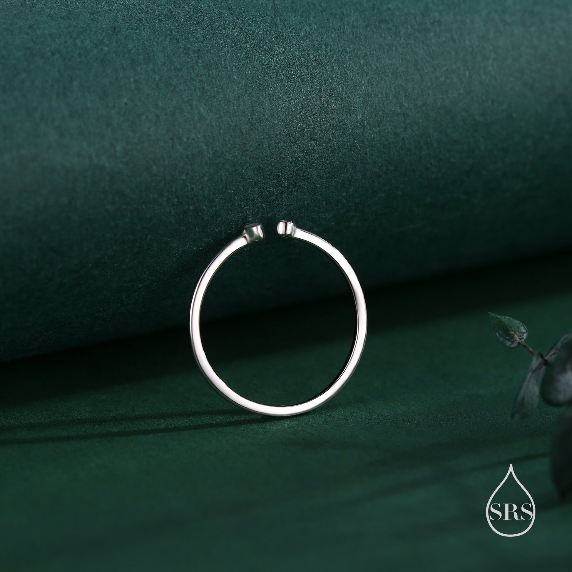 CZ Marquise Open Ring in Sterling Silver, Silver or Gold, Adjustable, Geometric Minimalist CZ Ring