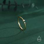 CZ Marquise Open Ring in Sterling Silver, Silver or Gold, Adjustable, Geometric Minimalist CZ Ring