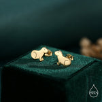 Chilling Capybara Stud Earrings in Sterling Silver - Silver, Gold or Rose Gold - Cute Animal Earrings - Pantanal Animal - Fun, Whimsical