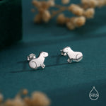 Chilling Capybara Stud Earrings in Sterling Silver - Silver, Gold or Rose Gold - Cute Animal Earrings - Pantanal Animal - Fun, Whimsical