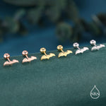 Tiny Bat Screw Back/Flat Back/ Stud Earrings in Sterling Silver, Silver or Gold or Rose Gold, Simple Bat Earrings, Stacking Earrings, Animal Earrings