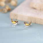 Sterling Silver Tiny Wren Bird Stud Earrings Earrings, Silver Wren Earrings, Cute Sparrow Earrings