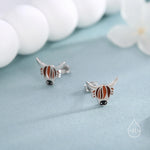 Enamel Highland Cow Stud Earrings in Sterling Silver, Highland Bull Earrings, Cow Earrings, Scottish Design
