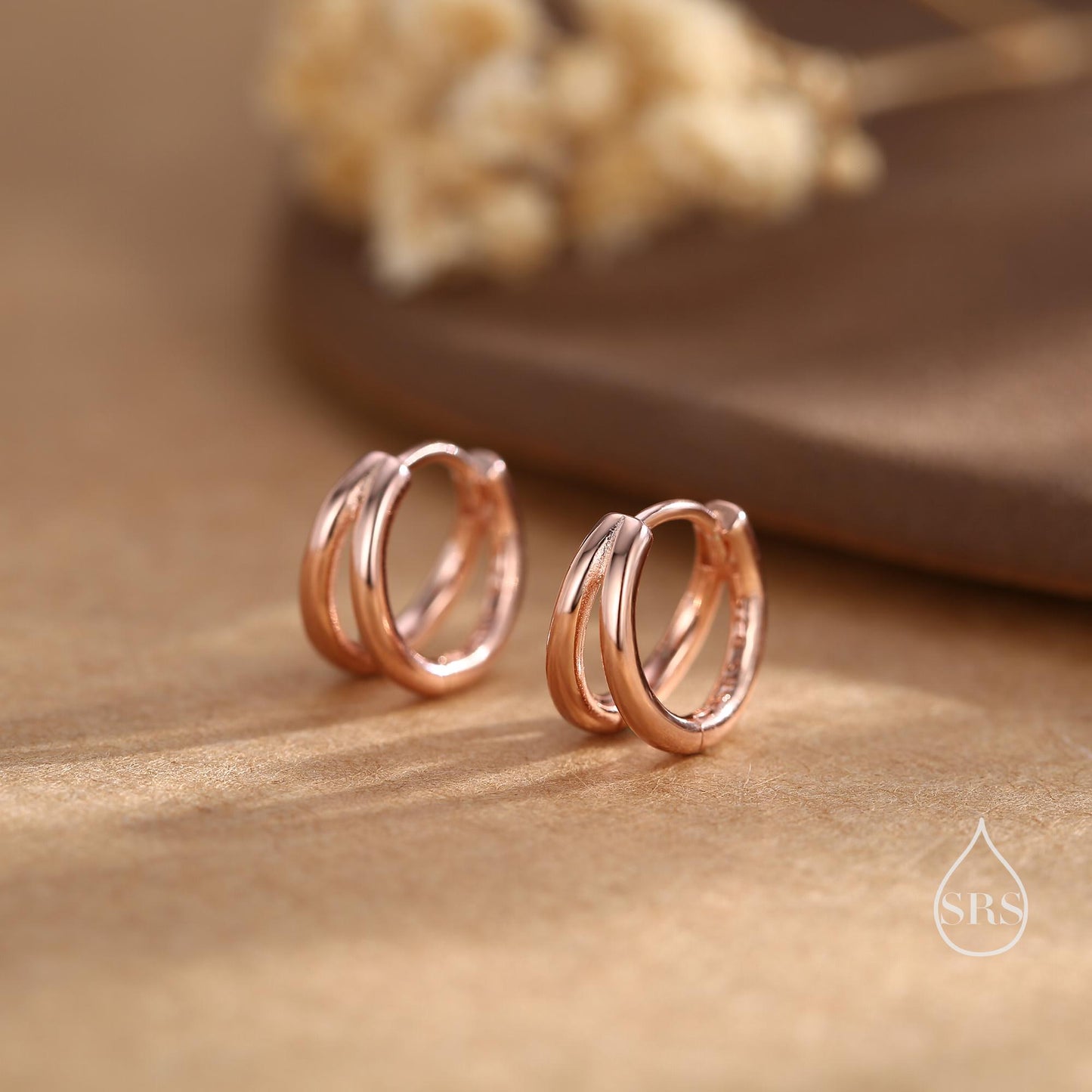 Double Hoop Effect Earrings in Sterling Silver, V shape Hoop Earrings, Silver, Gold, Rose Gold, Dainty and Delicate