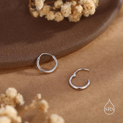 Geometric Small and Large Circle Hoop Earrings in Sterling Silver - Minimalist and Dainty Jewellery - Modern and Contemporary Design