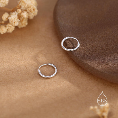 Geometric Small and Large Circle Hoop Earrings in Sterling Silver - Minimalist and Dainty Jewellery - Modern and Contemporary Design