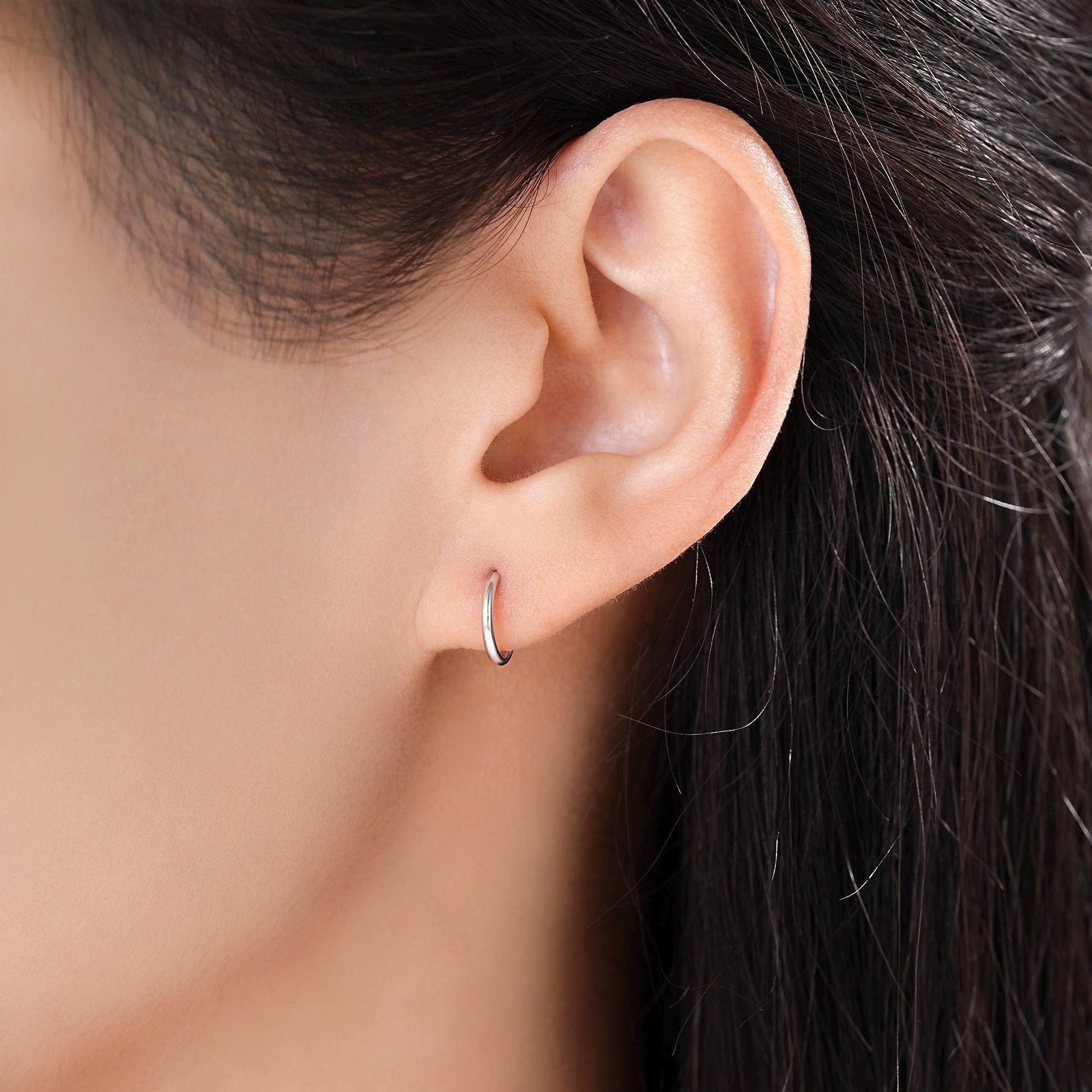 Geometric Small and Large Circle Hoop Earrings in Sterling Silver