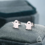 Delicate Minimalist Ghost Stud Earrings in Sterling Silver, Tiny Ghost Earrings