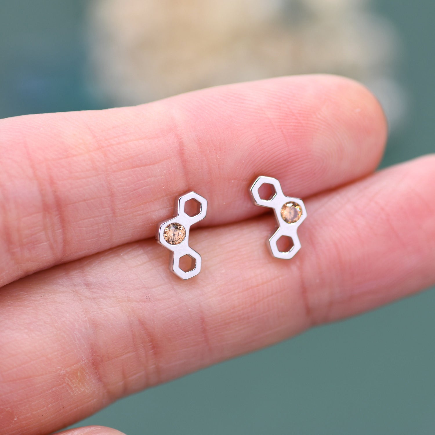 Small Honeycomb CZ Stud Earrings