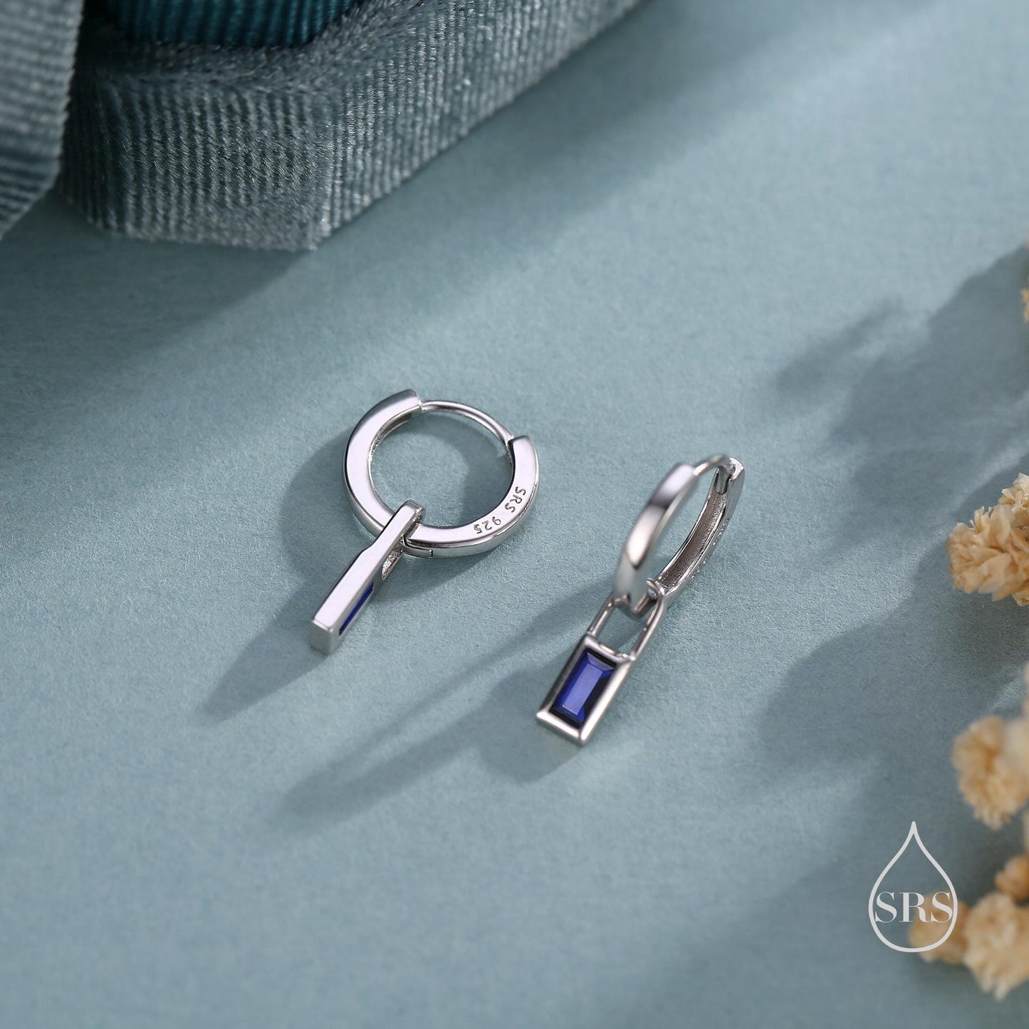 Baguette CZ Charms for Huggie Hoops in Sterling Silver, Silver or Gold, Minimalist Hoop Charms, Detachable Charms for Hoop Earrings