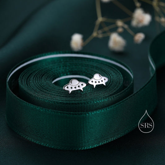 UFO Stud Earrings in Sterling Silver, Silver or Gold, UFO Earrings, Fun and Quirky Jewellery