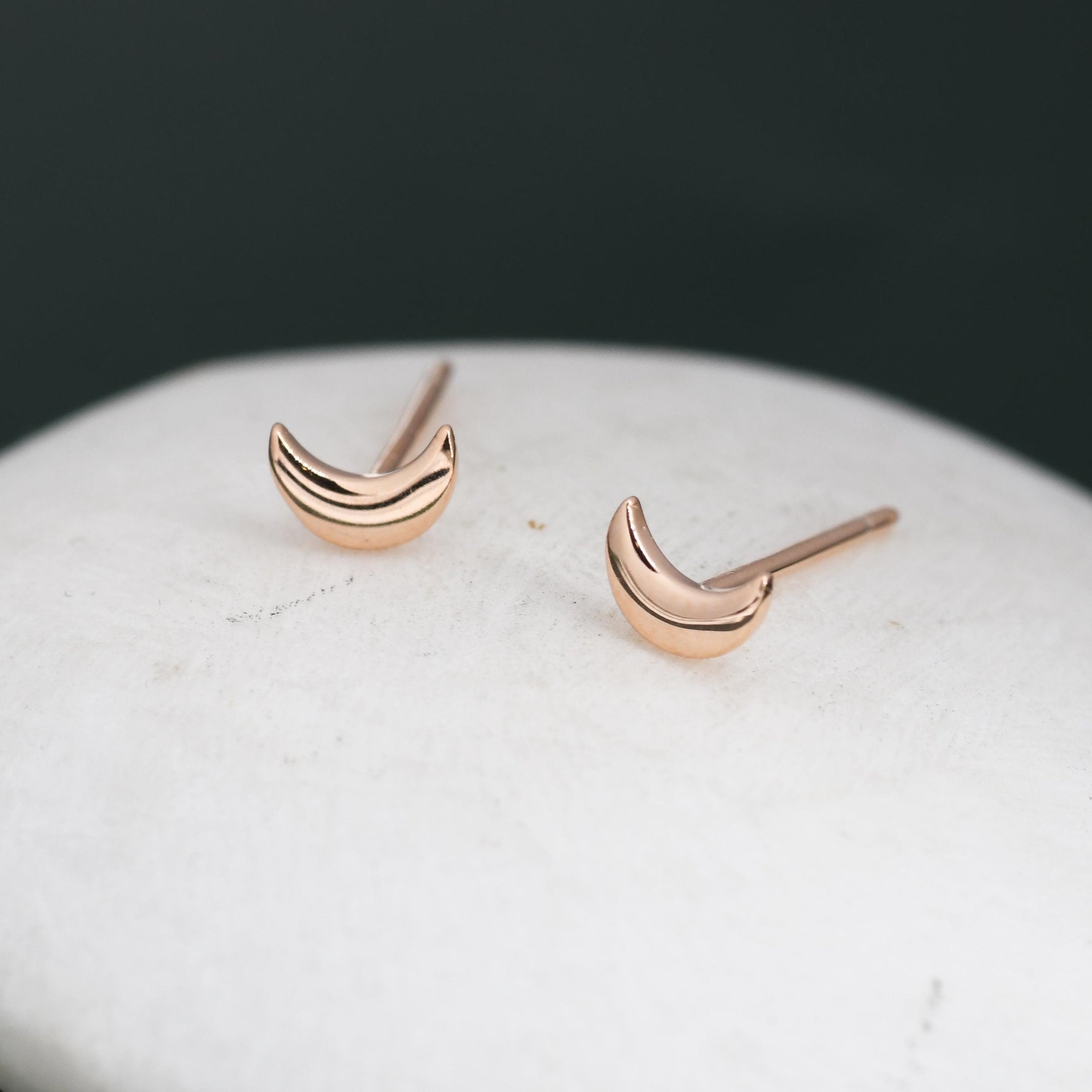 Sterling Silver Moon 16G Internally Threaded Flat Back Earrings